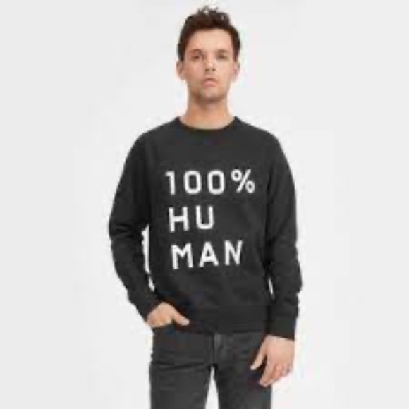 Everlane Sweatshirt Men's Small  Black Sweater Long Sleeve Crew 100% Human - Picture 1 of 10